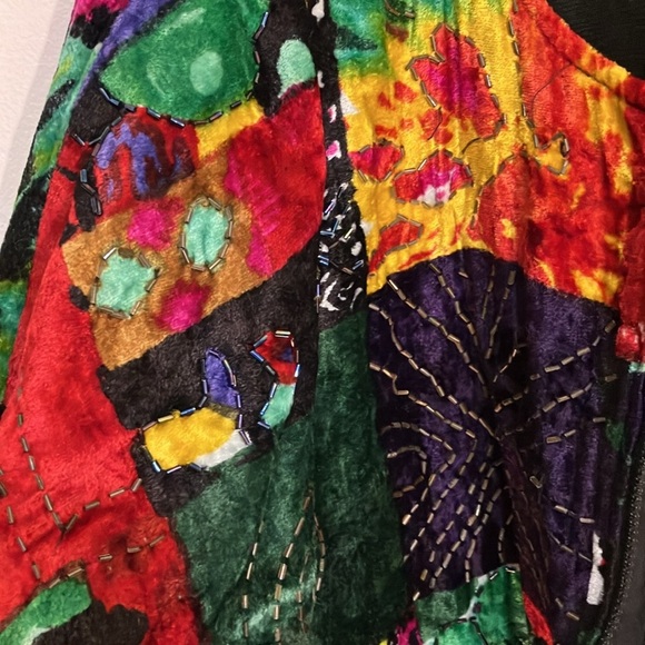 Talk Of America Vintage 80’s velour insulated jacket with beads zippers OS - Picture 3 of 17